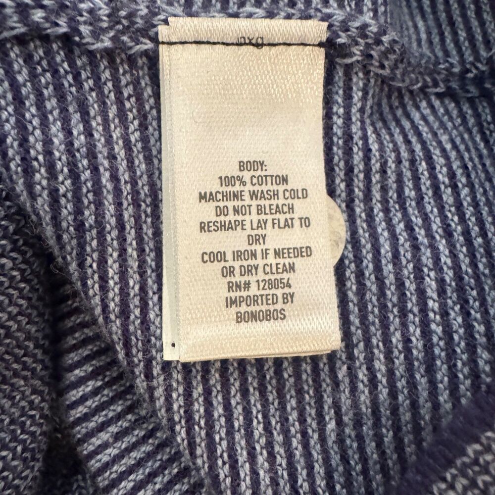Bonobos Sweater Men's L Feder Stripe Midnight Blue Lightweight Cotton Classic View 6